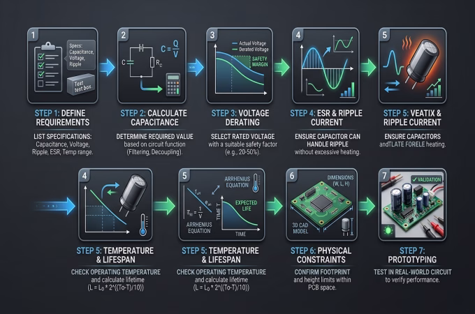 7-step guide for selecting the right electrolytic capacitor for PCB design